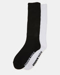 2 PACK RIBBED SLOUCH SOCKS BLACK/WHITE