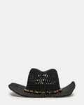 LEI BEADED TRIM WESTERN HAT BLACK